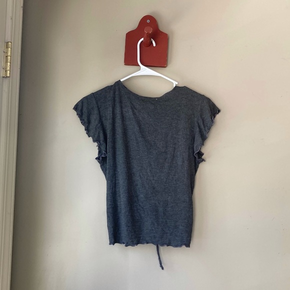 Antistar Grey Cinch Tie Front Crop T-Shirt M - Picture 5 of 6